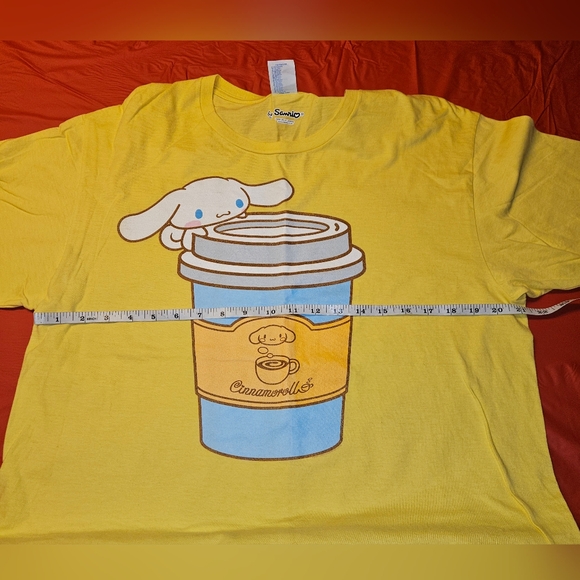 Cinnamoroll by Sanrio "Coffee To Go" Tee szL Pretty Bright Yellow Summer Tee EUC - Picture 6 of 8